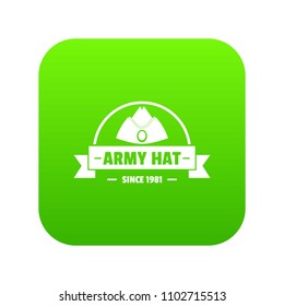 Army hat icon green vector isolated on white background