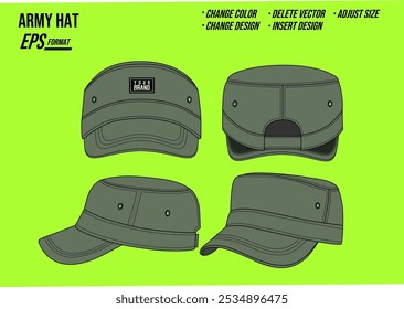 Army Hat mockup vector template