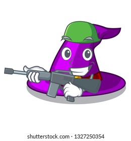 Army with hat in the shape mascot