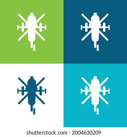 Army Helicopter Bottom View Flat four color minimal icon set