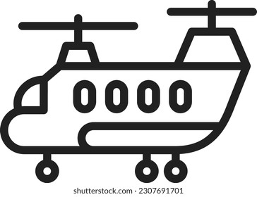 Imagen vectorial del icono del helicóptero del ejército. Adecuado para aplicaciones web móviles y medios de impresión.