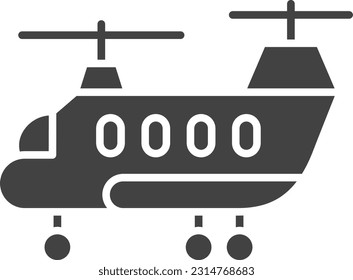 Imagen vectorial del icono del helicóptero del ejército. Adecuado para aplicaciones web móviles y medios de impresión.