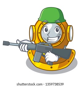 Army helmet diving in the mascot shape