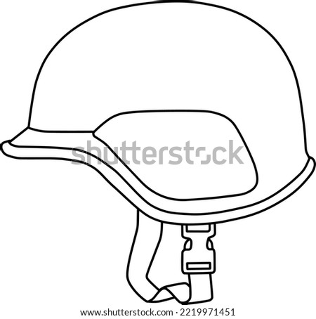 Army helmet line vector illustration isolated on white background