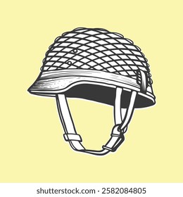 
army helmet vintage style one side view design