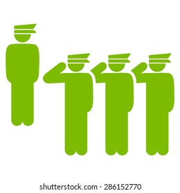 Army icon from Business Bicolor Set. This flat vector symbol uses eco green color, rounded angles, and isolated on a white background.