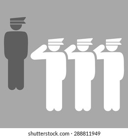Army icon from Business Bicolor Set. This flat vector symbol uses dark gray and white colors, rounded angles, and isolated on a silver background.