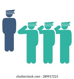 Army icon from Business Bicolor Set. This flat vector symbol uses cobalt and cyan colors, rounded angles, and isolated on a white background.