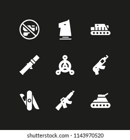 army icon set with guns, bazooka and chemical weapon vector icons for web and graphic design