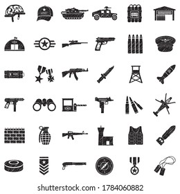 Iconos del ejército. Diseño de esgrima negra. Ilustración vectorial.