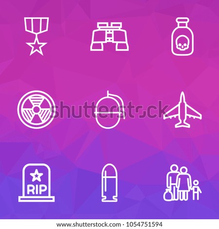 Army icons line style set with bullet, bio hazard, fighter and other fugitive  elements. Isolated vector illustration army icons.