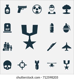 Army Icons Set. Collection Of Chopper, Rip, Order And Other Elements. Also Includes Symbols Such As Gun, Medal, Bullet.