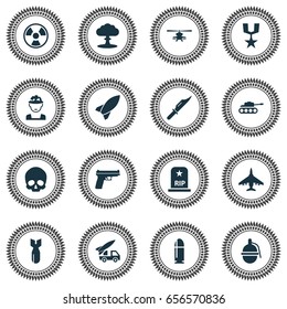 Army Icons Set. Collection Of Cranium, Chopper, Dangerous And Other Elements. Also Includes Symbols Such As Military, Skull, Scalper.
