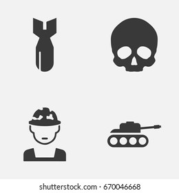 Army Icons Set. Collection Of Rocket, Panzer, Military And Other Elements. Also Includes Symbols Such As Panzer, Tank, Bomb.