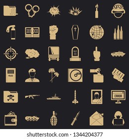 Army icons set. Simple style of 36 army vector icons for web for any design