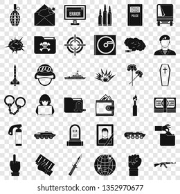 Army icons set. Simple style of 36 army vector icons for web for any design