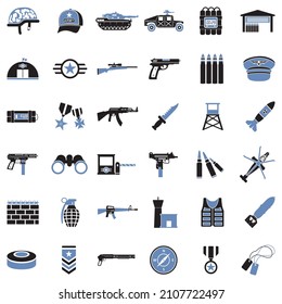 Iconos del ejército. Diseño Plano De Dos Tonos. Ilustración vectorial.