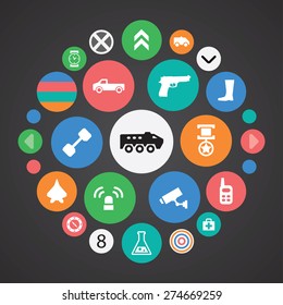 army icons universal set for web and mobile