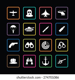 army icons universal set for web and mobile