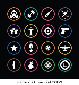 army icons universal set for web and mobile