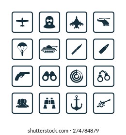army icons universal set for web and mobile