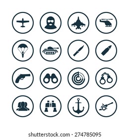 army icons universal set for web and mobile