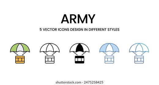 Conjunto de Vector de iconos del ejército ilustración de stock.