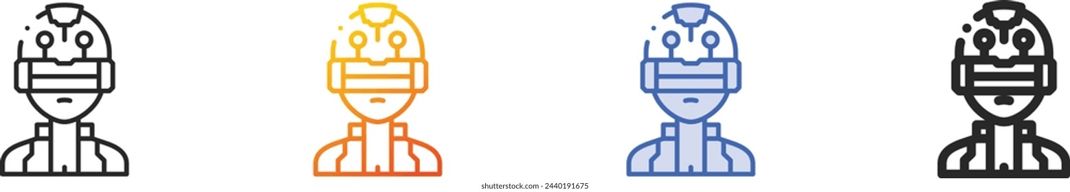 Armee-Symbol.Dünne lineare, Verlaufs-, blaue Strich und fett Stil Design isoliert auf weißem Hintergrund