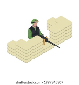 Icon der Armee mit bewaffneten Soldaten, die bereit sind, Vektorgrafik zu bekämpfen