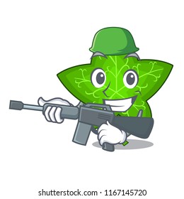 Army ivy leaf isolated on character cartoon