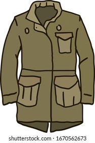 Army jacket, illustration, vector on white background.