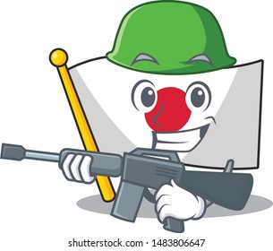 Army Japan flag hoisted inside cartoon pole