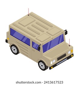 Army jeep in isometric style icon 
