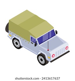 Army jeep in isometric style icon 