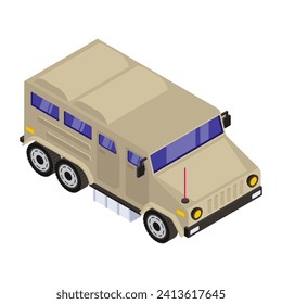 Army jeep in isometric style icon 