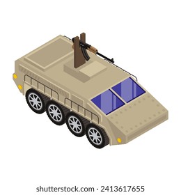 Army jeep in isometric style icon 
