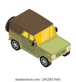 Army jeep in isometric style icon 