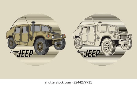 Army jeep transportation for operation war vector design illustration