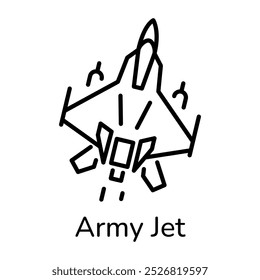 Army jet icon in outline style 