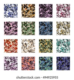 army khaki background. camouflage seamless pattern. collection of different bright unusual colors of khaki. Or illustration of colorful stones: marble, granite