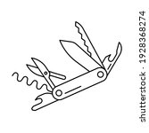 army knife icon on white background, Stock vector. Logo knife. outline icon