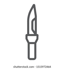 Army knife line icon, army and weapon, military knife sign, vector graphics, a linear pattern on a white background, eps 10.