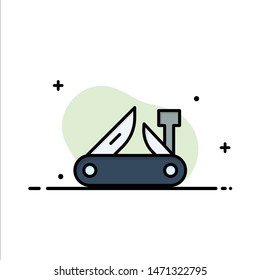 Army, Knife, Multi tool, Pocket Knife, Swiss  Business Flat Line Filled Icon Vector Banner Template. Vector Icon Template background