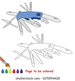 Army Knife Multitool to be colored, the coloring book for preschool kids with easy educational gaming level.