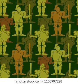 Army Knight pattern seamless. Metal armor warrior military ornament. Iron armor war background. Vector illustration