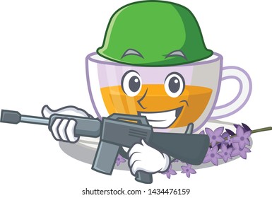 Army lavender tea in the mascot shape