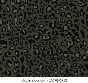 Army leopard pattern on a dark background. Seamless vector background.