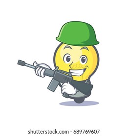 Army light bulb character cartoon