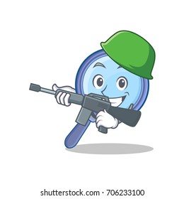 Army magnifying glass character cartoon