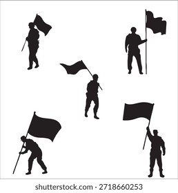 Army man with flag black and white